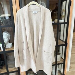& Other Stories wool coat open collar sand beige textured pockets belt cardigan